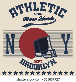 New york city typography american football, t-shirt graphics Brooklyn