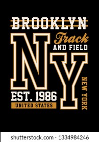 New York City typography design for t-shirts, athletic sports print for apparel and other uses. Vector image