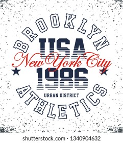 New York City typography design. for t-shirt print and other uses. Varsity style design graphics. vector image.