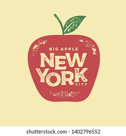 New York city typography design. The big apple. For apparel, t-shirt, print, home decor elements, greeting card, poster. Vector illustration