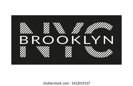 New York City typography design. NYC and Brooklyn print. Vector illustration.