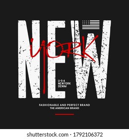 New York City typography design for T-shirt graphic. NYC tee graphic, print or label.
