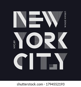 New York City typography design for T-shirt graphic. NYC tee graphic, print or label.
