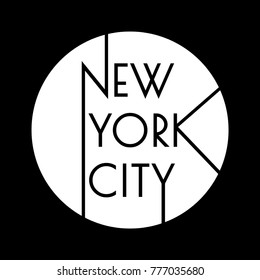 New York city typography design. NYC round banner, poster, sport t-shirt print design and apparels graphic. Vector illustration.