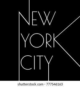 New York city typography design. NYC round banner, poster, sport t-shirt print design and apparels graphic. Vector illustration.