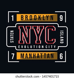 New York city typography graphic art, t shirt design vector illustration idea