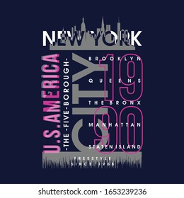 new york city typography graphic design vector illustration good for t shirt print