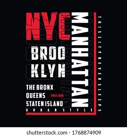 new york city typography graphic design vector illustration good for t shirt print