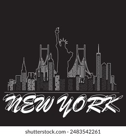 new york city typography graphic print , Abstract fashion drawing and creative design for t-shirts, mugs, graphic tee, sweatshirt, cases, etc. Illustration in modern style for clothes.