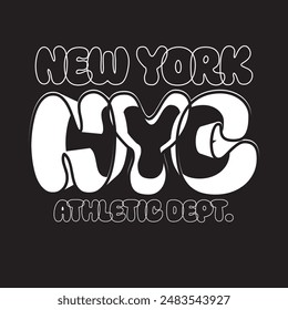 new york city typography graphic print , Abstract fashion drawing and creative design for t-shirts, mugs, graphic tee, sweatshirt, cases, etc. Illustration in modern style for clothes.