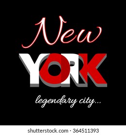 New York city Typography Graphic. Fashion stylish printing design for t shirt and sports wear. NYC logo. Label USA. T-shirt Design for apparel, card, poster etc. Symbol of freedom. Vector illustration