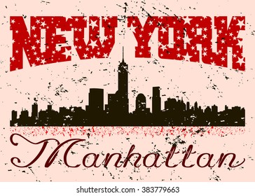 New York city Typography Graphic. Skyline Manhattan. Fashion stylish retro design. Grunge for t shirt and sports wear. NYC logo. Label USA. Vintage print for apparel, card, poster. Vector illustration