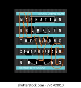 New York City typography graphic design t shirt, vector illustration artistic idea