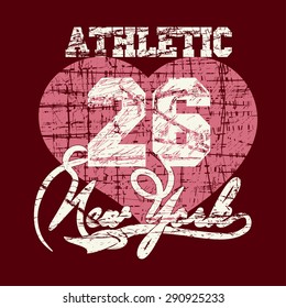 New York City Typography Graphics, girls T-shirt grunge Printing Design; NYC original wear, Vintage Print for sportswear apparel - vector illustration