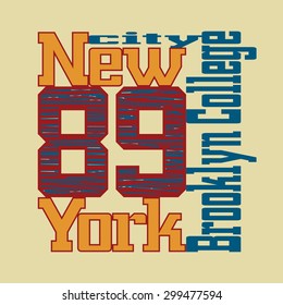New York City Typography Graphics. Athletic T-shirt fashion graphics. Design Print for sportswear apparel. NYC original wear. Vector illustration