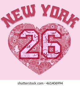 New York City Typography Graphics, girls T-shirt grunge Printing Design NYC original wear stamp, Vintage Print for sportswear apparel