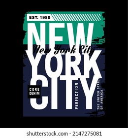 new york city typography grunge green background for print tshirt and other