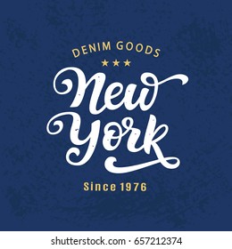New York City Typography with hand written modern calligraphy. Poster, t-shirt print, tee graphics, wall decor. Hand crafted lettering, vintage style. Vector illustration.