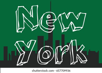 New York City Typography with hand written modern calligraphy. Poster, t-shirt print, tee graphics, wall decor. Hand crafted lettering, vintage style. Vector illustration.