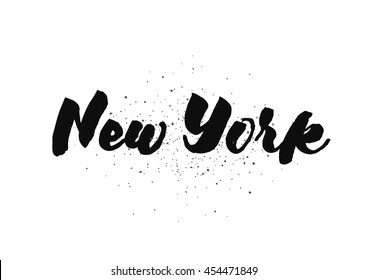 New York City typography lettering design. Hand drawn brush calligraphy, text for greeting card, t-shirt, post card, poster. Isolated vector illustration.