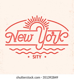 New York city typography line art design. For apparel,t-shirt,print,home decor elements. 