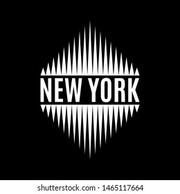 New York city typography. NYC print design. Badge or logo for t-shirt graphic. Vector illustration.