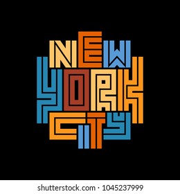 New York City Typography poster. Concept for print production. T-shirt fashion Design. Template for postcard, banner, flyer.