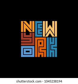 New York City Typography poster. Concept for print production. T-shirt fashion Design. Template for postcard, banner, flyer.