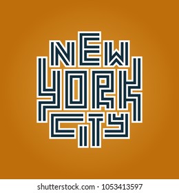 New York City Typography poster. Concept for print production. T-shirt fashion Design. Template for postcard, banner, flyer.