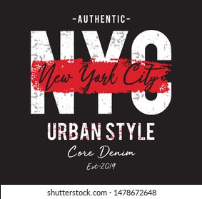 new york city typography for print t shirt