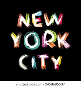 Neue York Stadt Typografie Regenbogen Gradient New York Buchstabe Typografie Varsity Denim Branding T-Shirt Print Grafikdesign Vektorgrafik