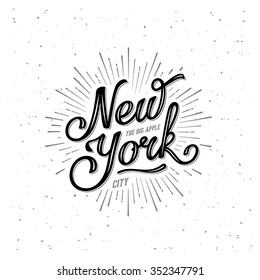 New York City Typography with starburst. Print for t-shirt or poster. Vector illustration.