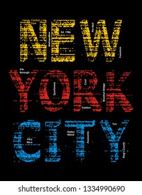 New York City typography for t shirt print and other uses. Vector image illustration
