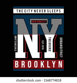 New York City typography for t shirt print and other uses. Vector image illustration