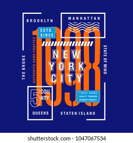 new york city typography tee shirt design graphic, vector illustration artistic good looking art