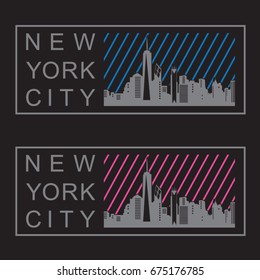 New York city typography, tee shirt graphics, vectors