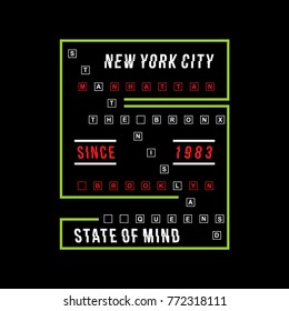 New York City typography tee graphic design, vector illustration element artistic stock image