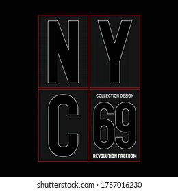 New York City typography for t-shirt, vector illustration