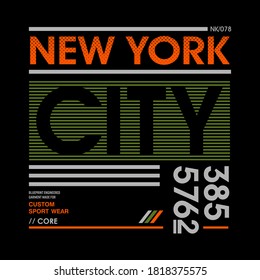 New York City typography for t-shirt print and other uses. Design graphic. Vector image.
