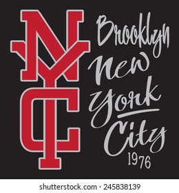 New York City typography, t-shirt graphics, vectors