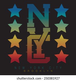 New York City typography, t-shirt graphics, vectors