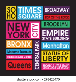 New York city typography, t-shirt graphics, vectors