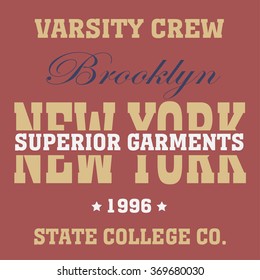 New york city typography, t-shirt graphics Brooklyn - vector