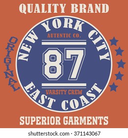 New york city typography, t-shirt graphics - vetor