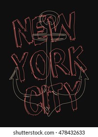 New York City typography, t-shirt graphics, vectors