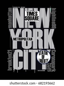 New York City typography, t-shirt graphics, vectors ,print