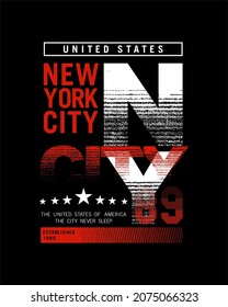 New York City typography Vector illustration for t shirt print