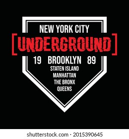 New york city underground, Typography tee shirt graphics, vectors