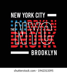 New York City With Unique American Flag Background, graphic typography vector design