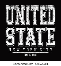 New York City, united state slogan typography, t-shirt graphics, vectors